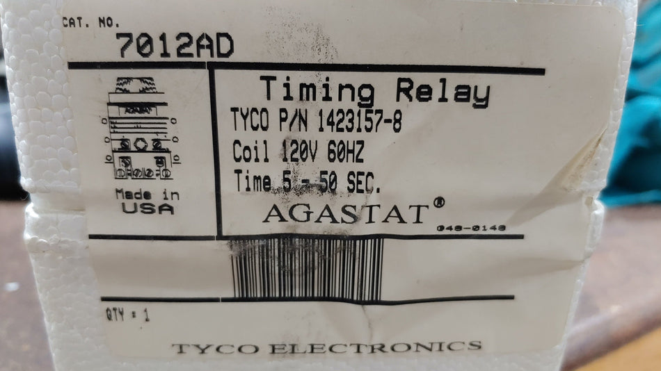 Agastat Timing Relay Model: 7012AD Coil:120V 60Hz Time:5-50Sec