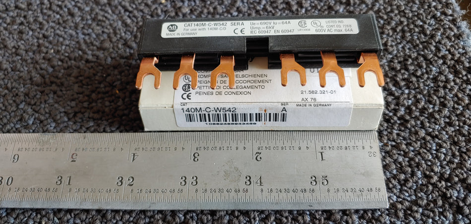 Allen Bradley 140M-C-W542 3-Phase Compact Busbar for 140M-C,-D Circuit Breakers, 54mm Spacing, 2 Starters, Series A
