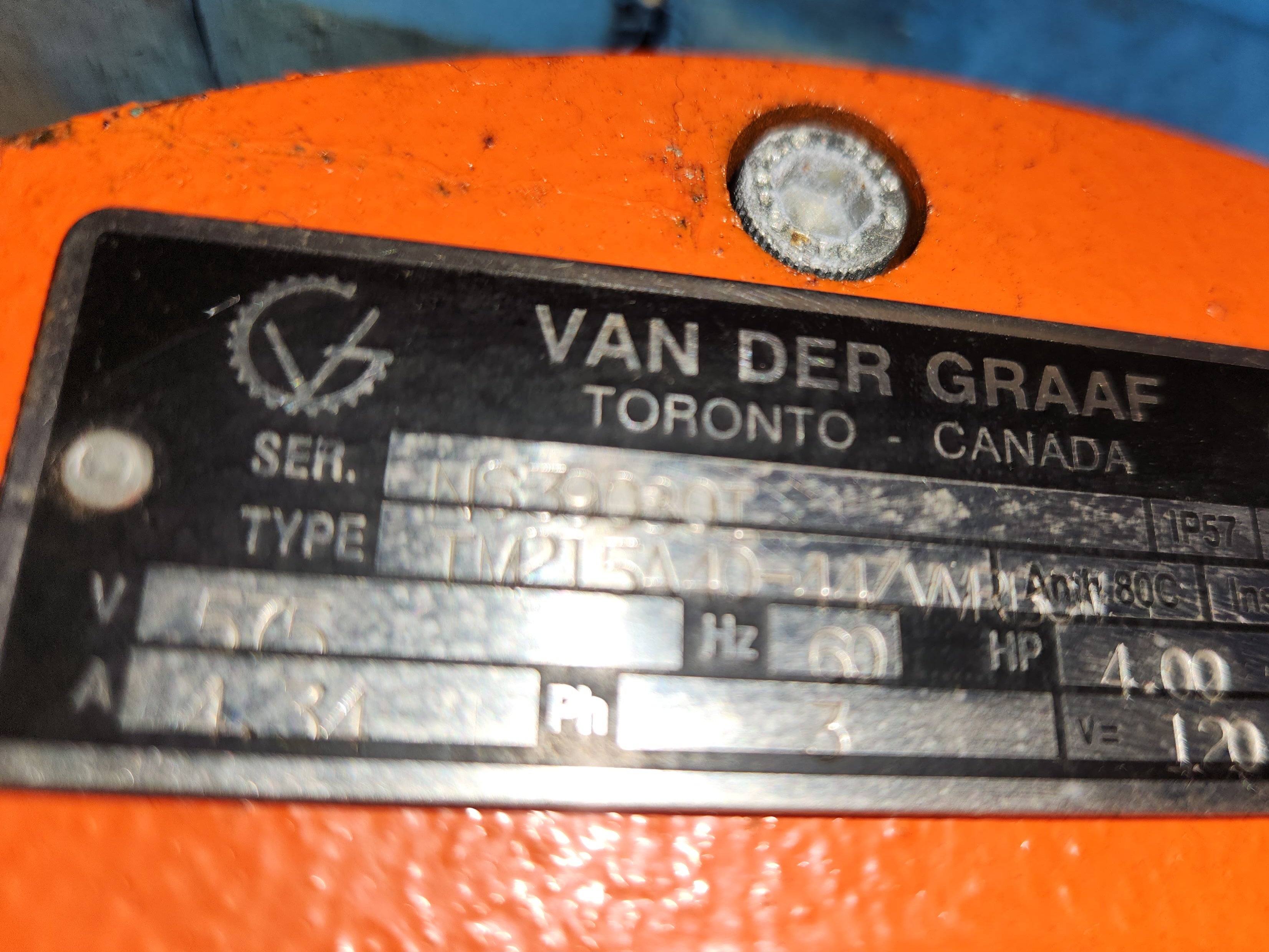 Van Der Graaf Drum Motor (Powered Conveyor Head Pulley) 4.00 HP 57