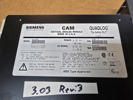 Siemens QLCAMAAN QUADLOG CAM Critical Analog Module 16404-1/3 (Used)