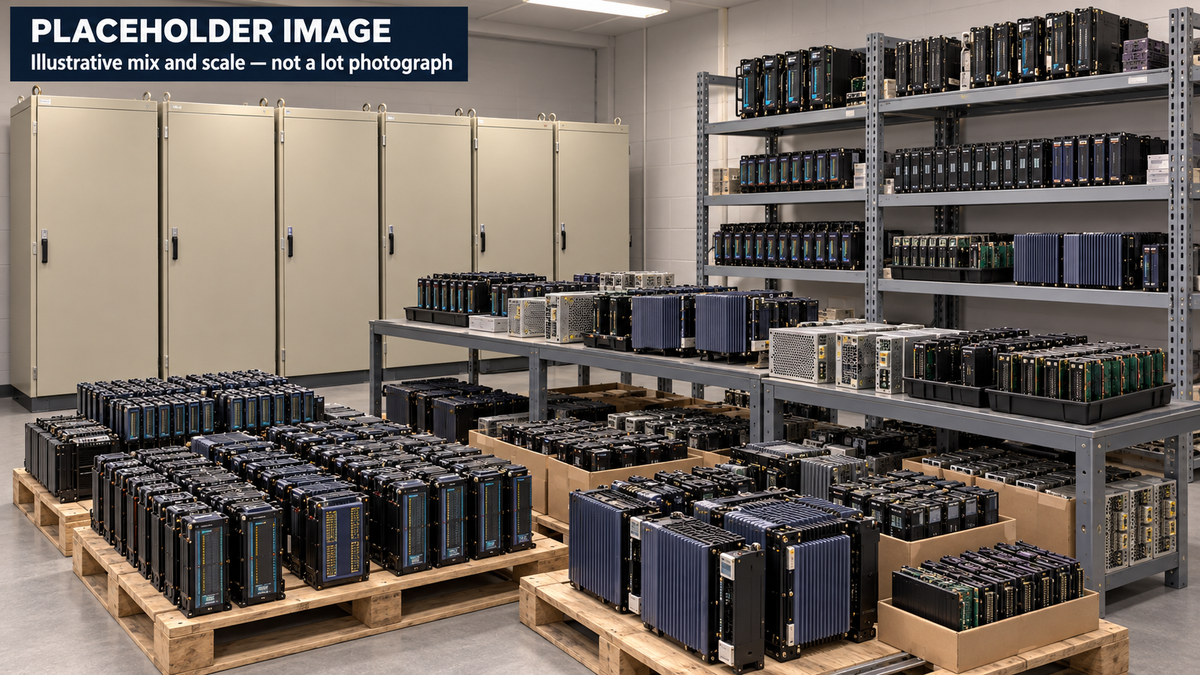 PLACEHOLDER IMAGE: ImageGen conceptual view of the mixed 967-unit package; small modules dominate and cabinets are limited. Not a lot photograph or exact layout.