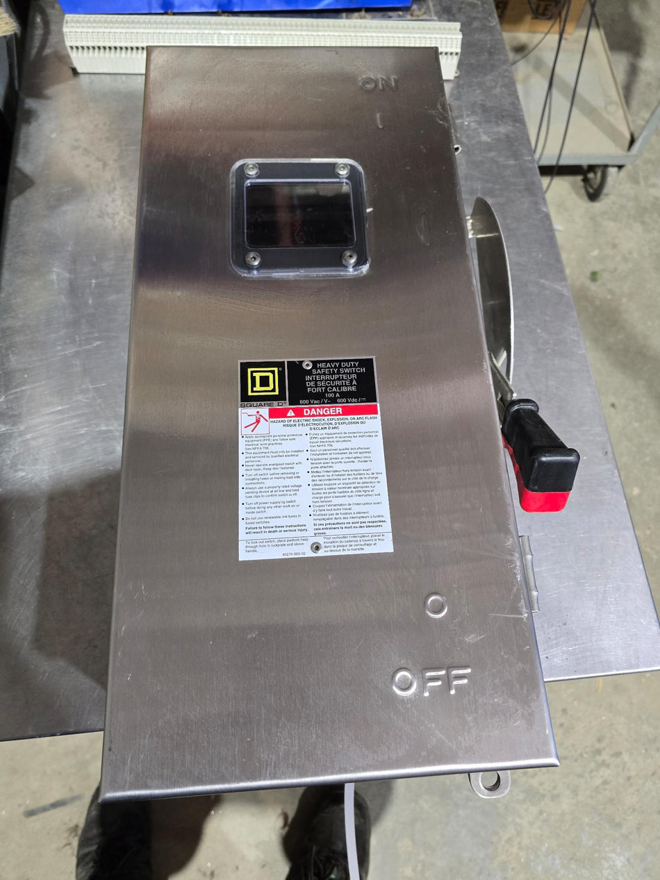 Square D CHU363DSEI Stainless Steel Heavy Duty Safety Switch Non-Fusible 100A 600V 3 Pole