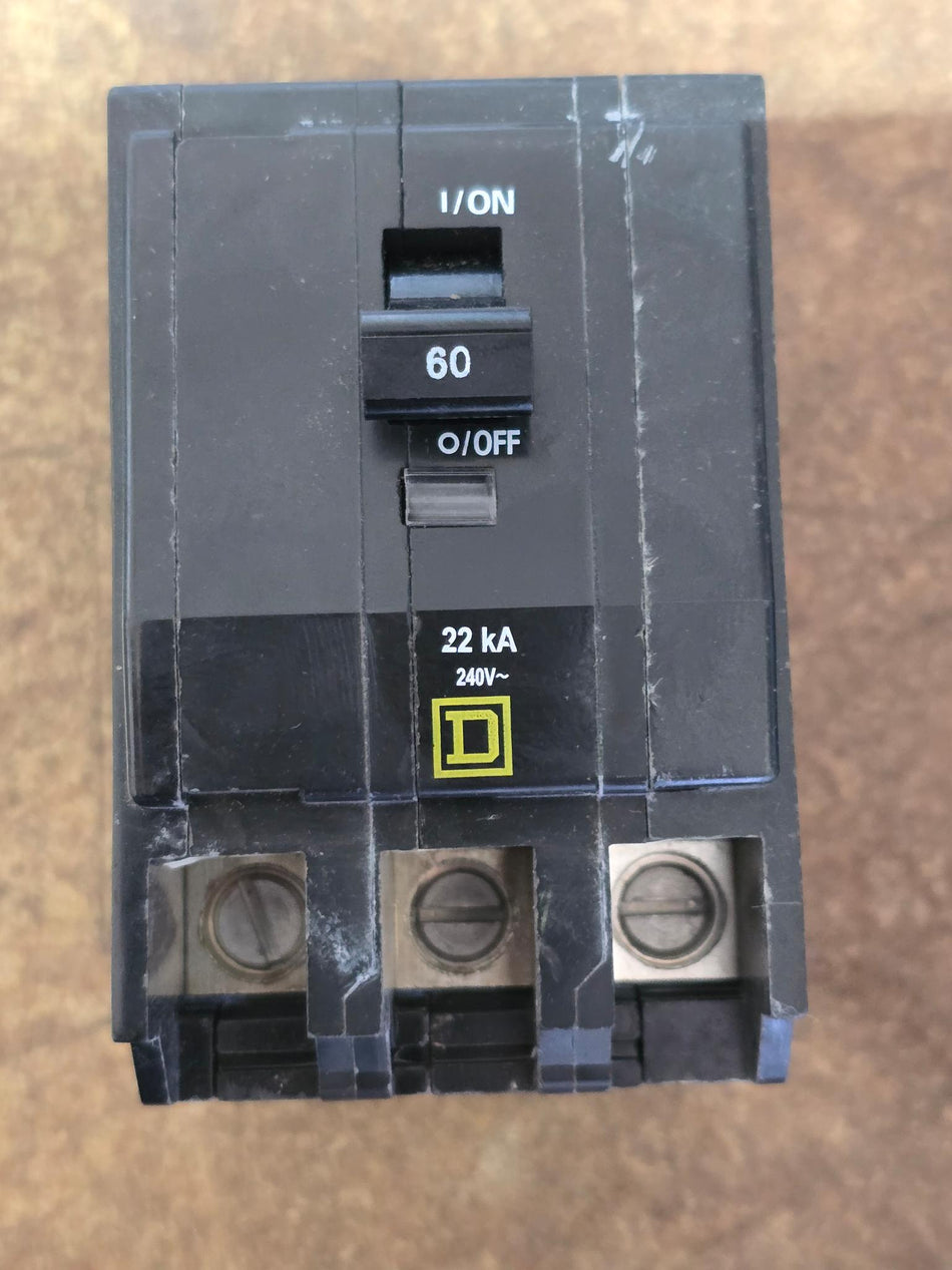QOB360VH - Square D - 60 Amp 22kA Circuit Breaker Bolt-On - 60 Amp - 3 Pole 120/240