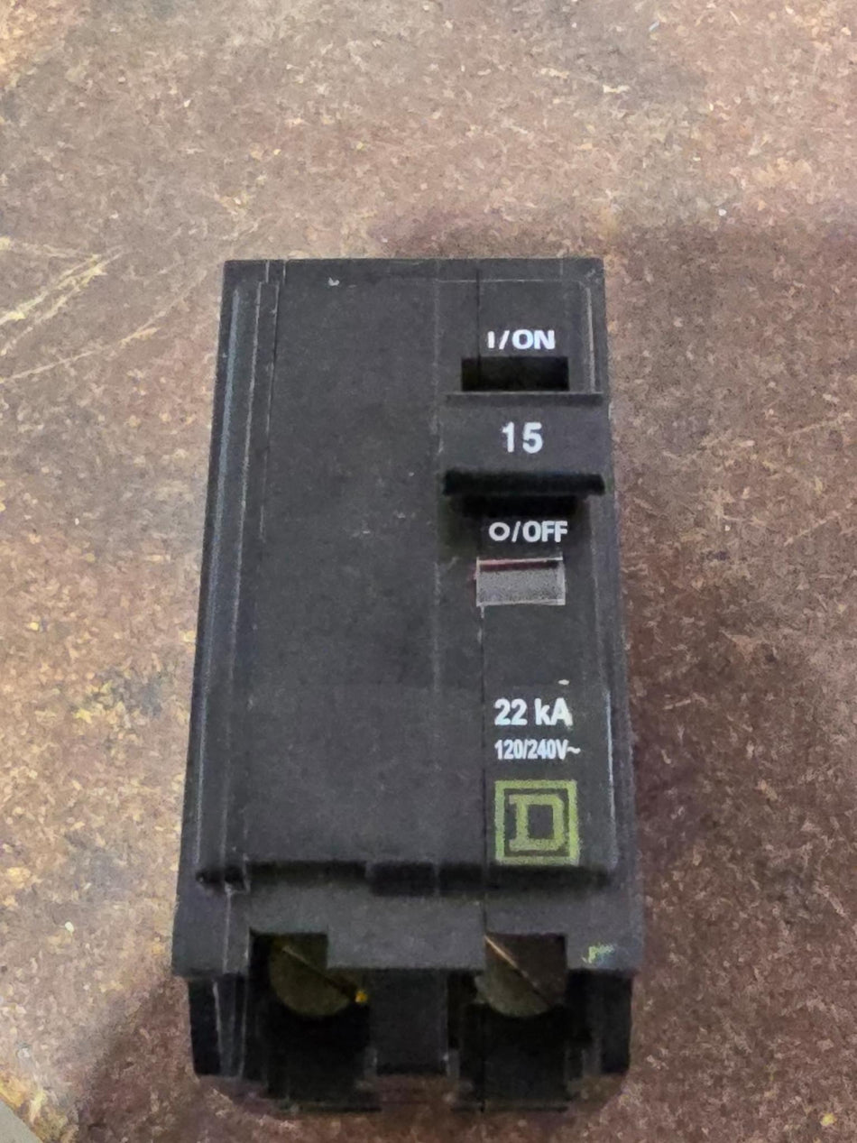 QOB215VH - Square D - 15 Amp 22kA Circuit Breaker PLUG IN - 2 Pole - 240 Volt