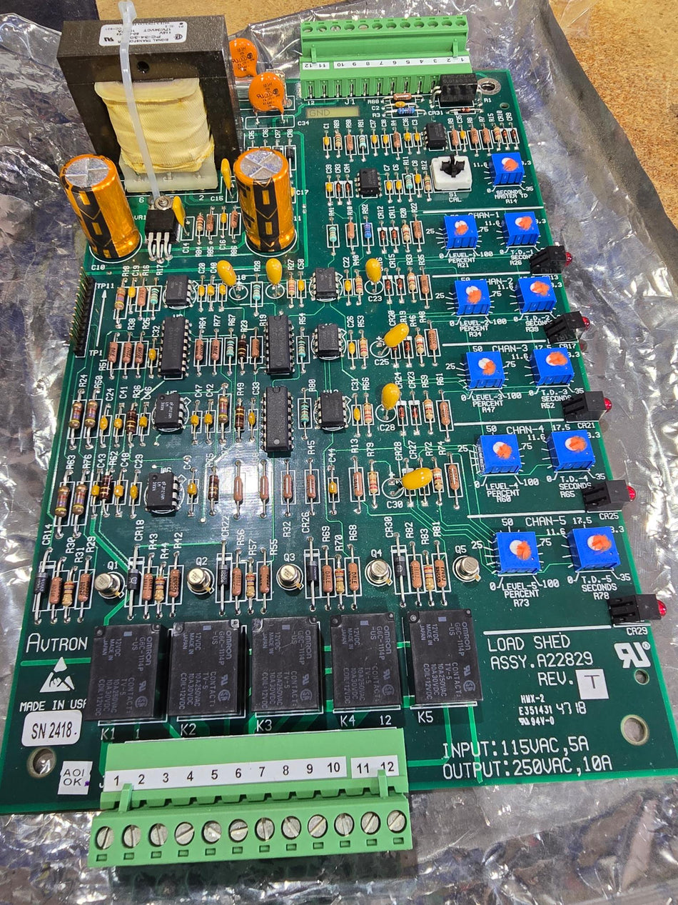 Load Shed PCB ASSY, A22829 Rev: T (USED)