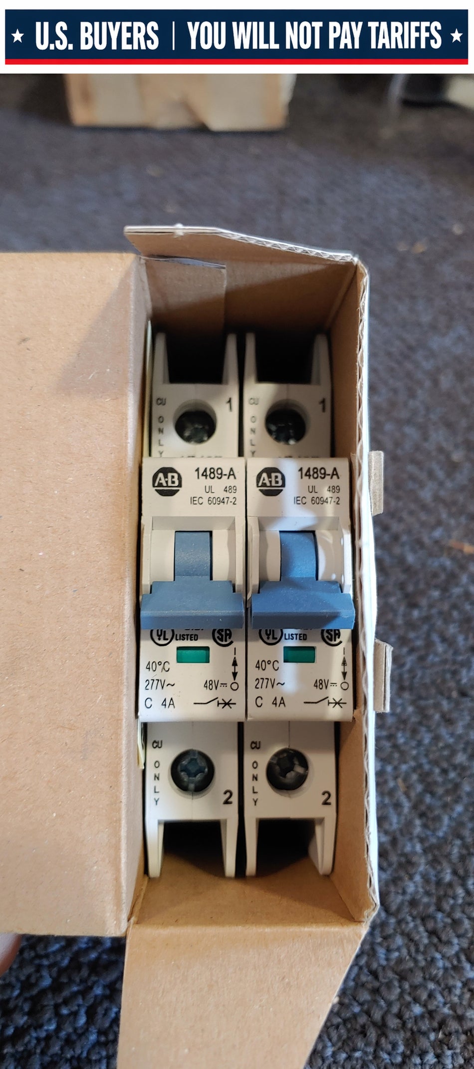 Allen Bradley 1489-A1C040 single pole 4A C ul489 Circuit breaker x 2