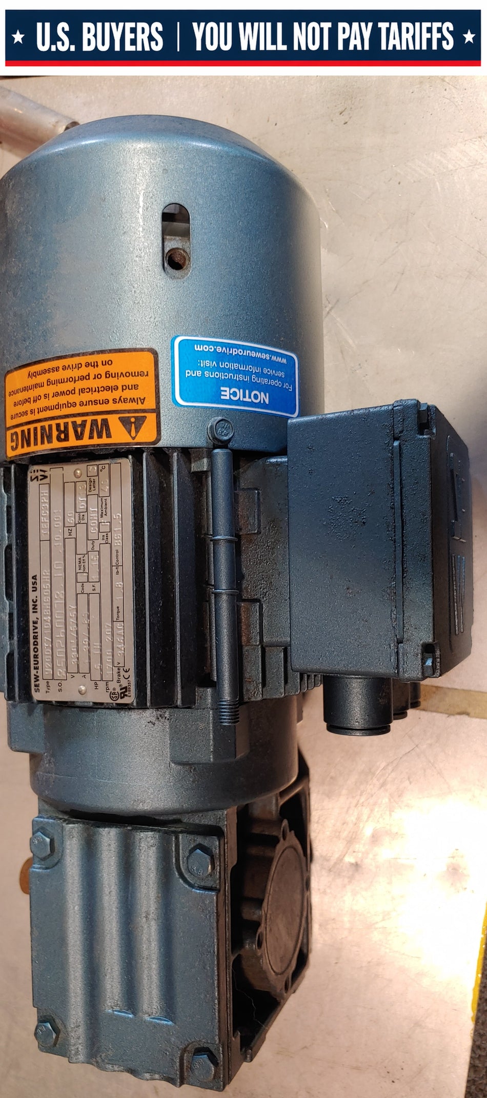 SEW Eurodrive .5hp 330/575Y 1700rpm TEFC With brake 346vac brake