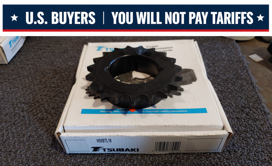 Tsubaki  50BTL19 Bushing Bore Roller Chain Sprocket - Taper Locking, 50 / 5/8 in, 19 Teeth, 1610 Bushing, Steel Material
