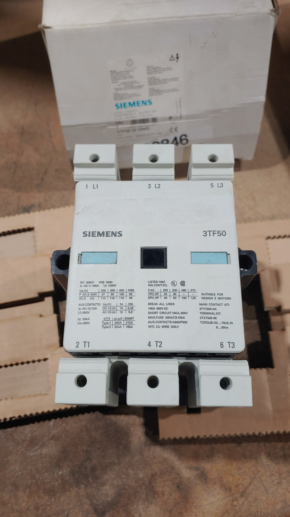 Siemens 3TF5022-0AK6 Contactor 600V 125HP Max