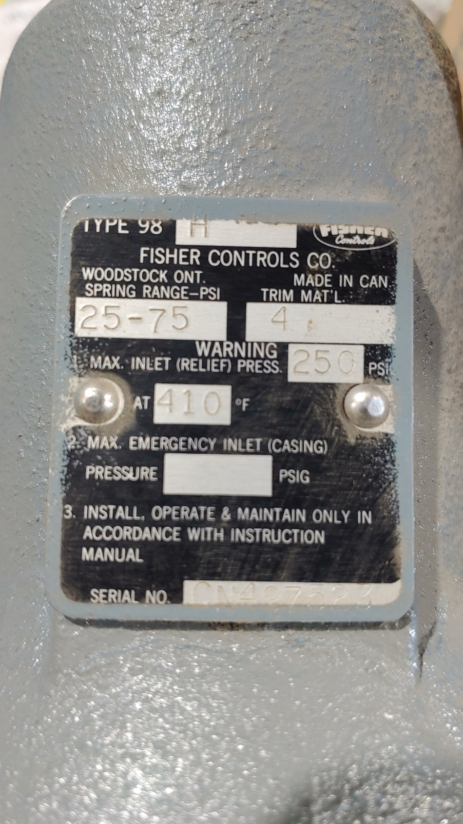 Emerson Fisher 98H Relief Valve