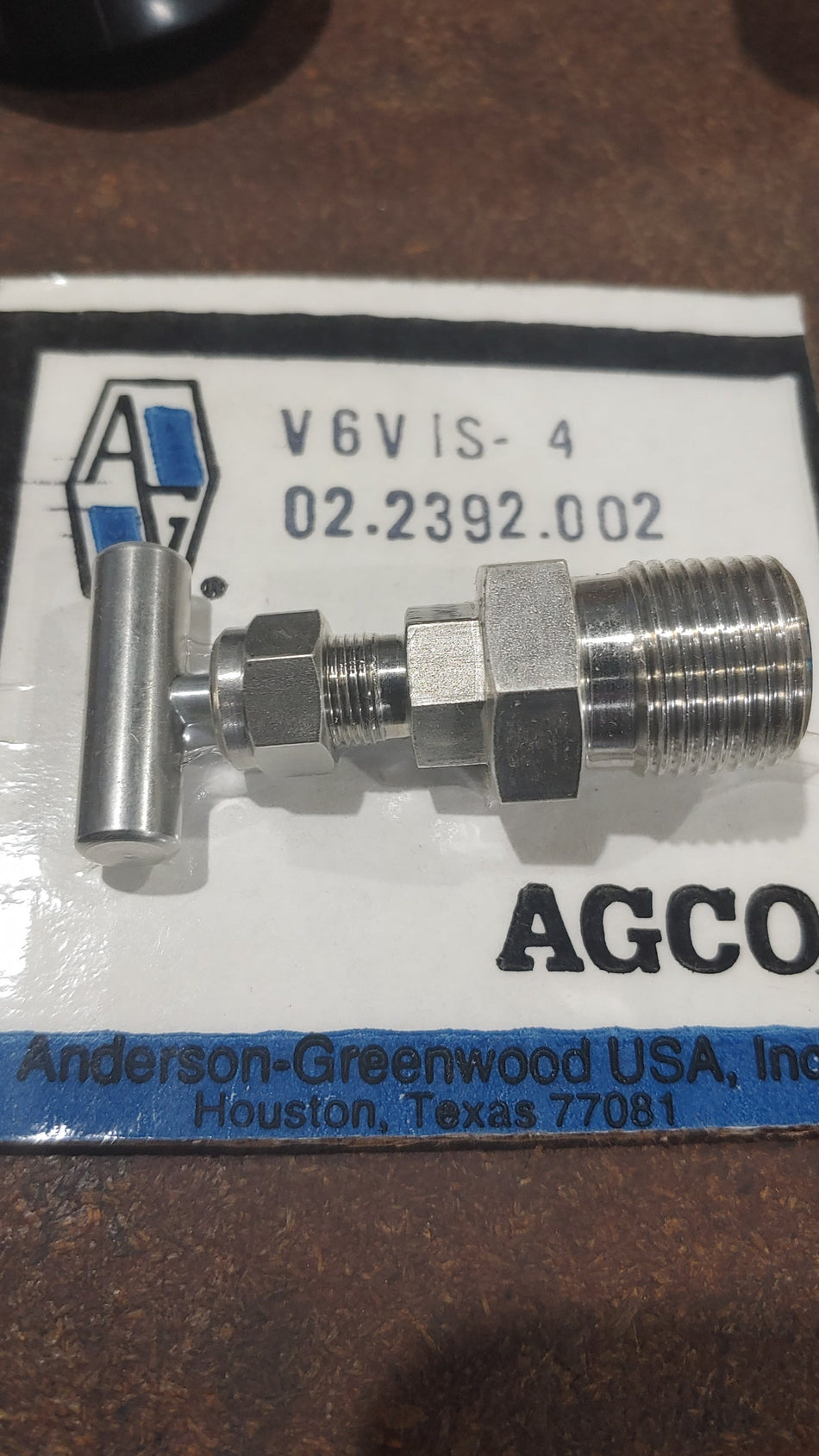 Anderson Greenwood Agco Bleeder Valve V6VIS-4 02.2392.002