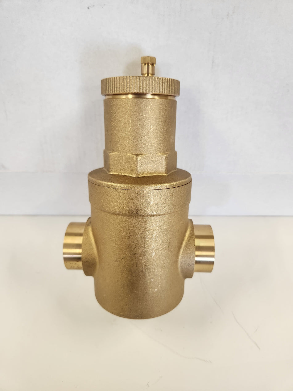 1" Brass Sweat Air Separator with 1/2" check valve expansion tank mounting port