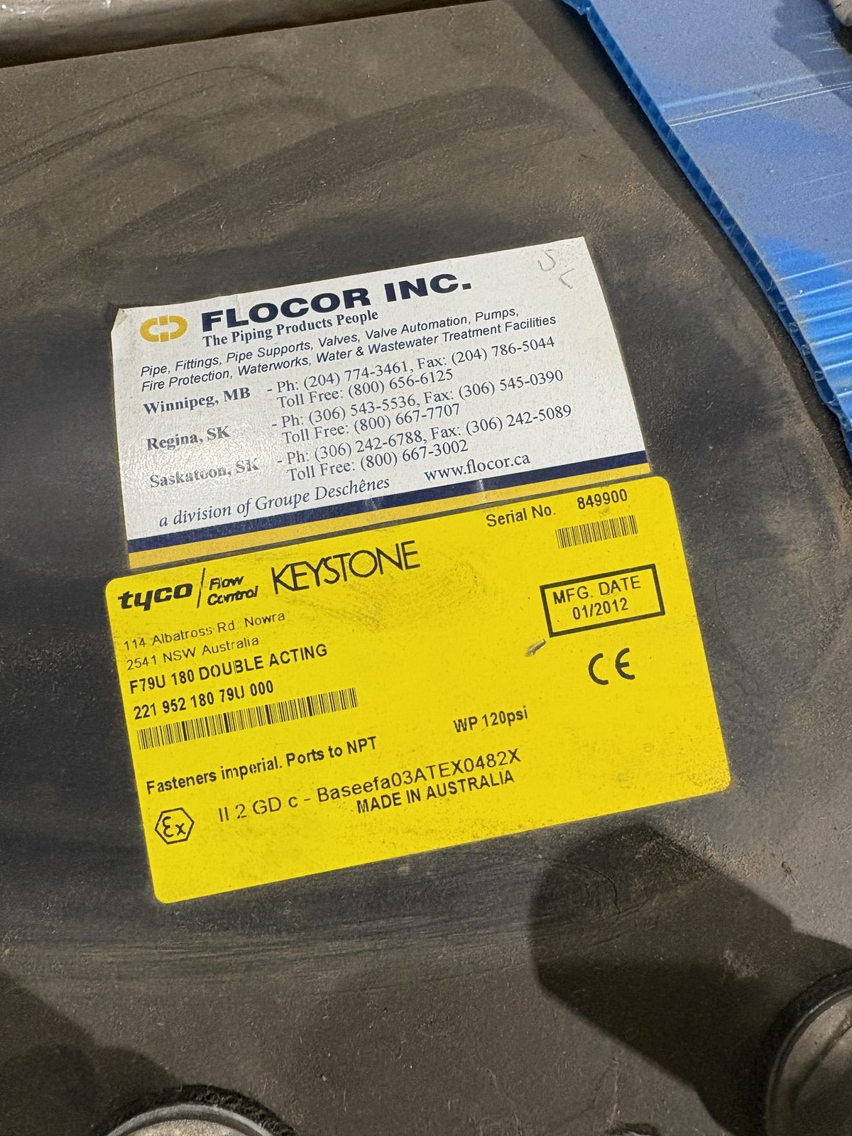 Tyco Keystone Flow Control Valve F79U 180 Double Acting