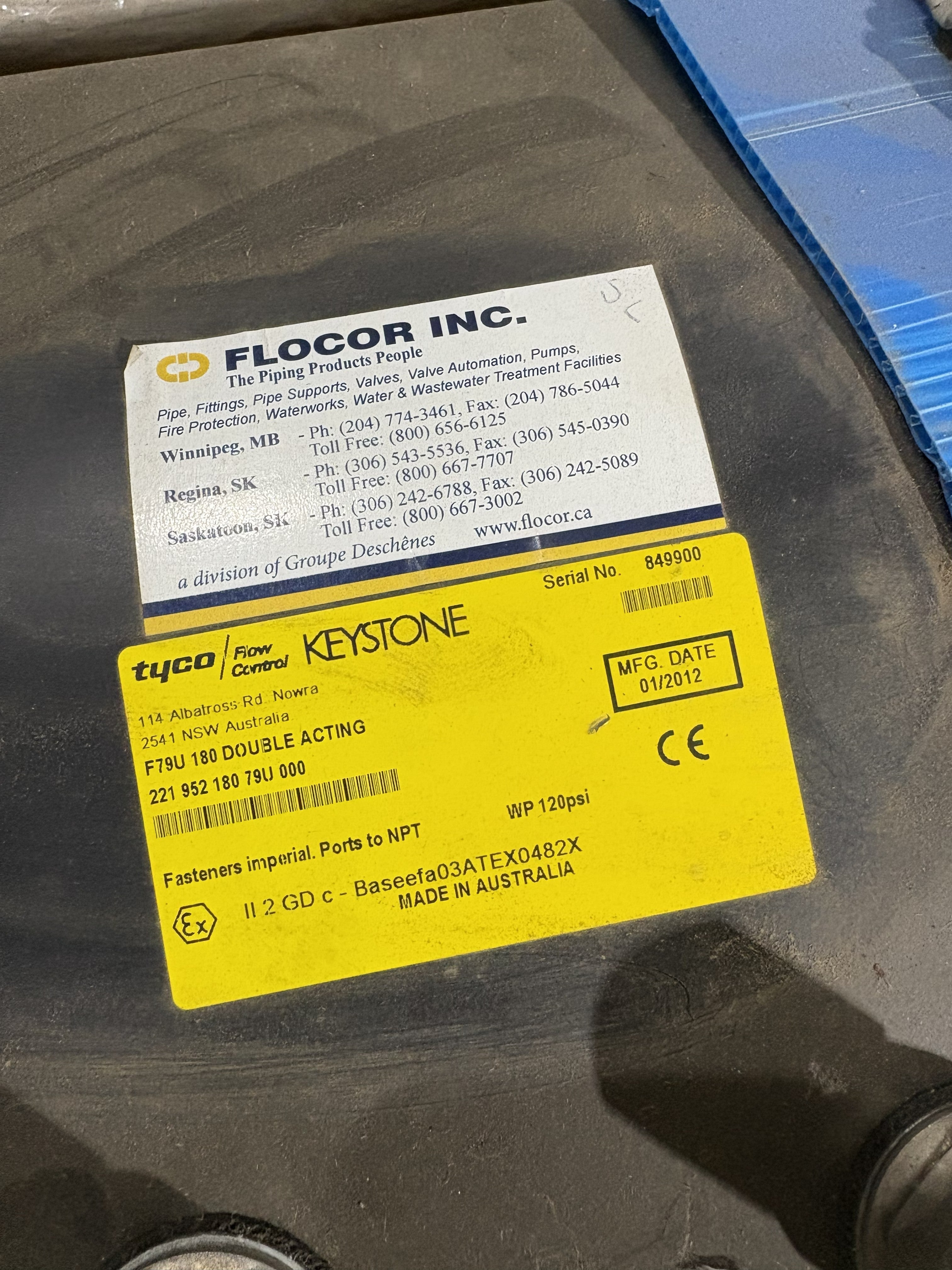 Tyco Keystone Flow Control Valve F79U 180 Double Acting