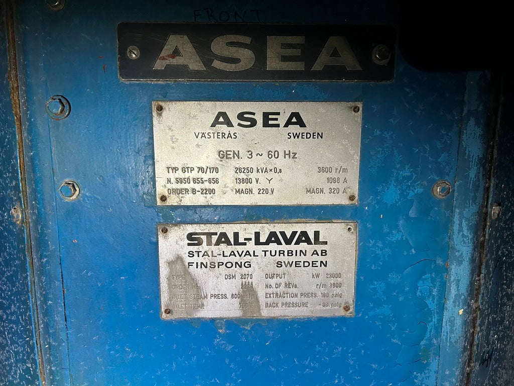 ASEA Stal-Laval DSM 2070 Steam Turbine Generator