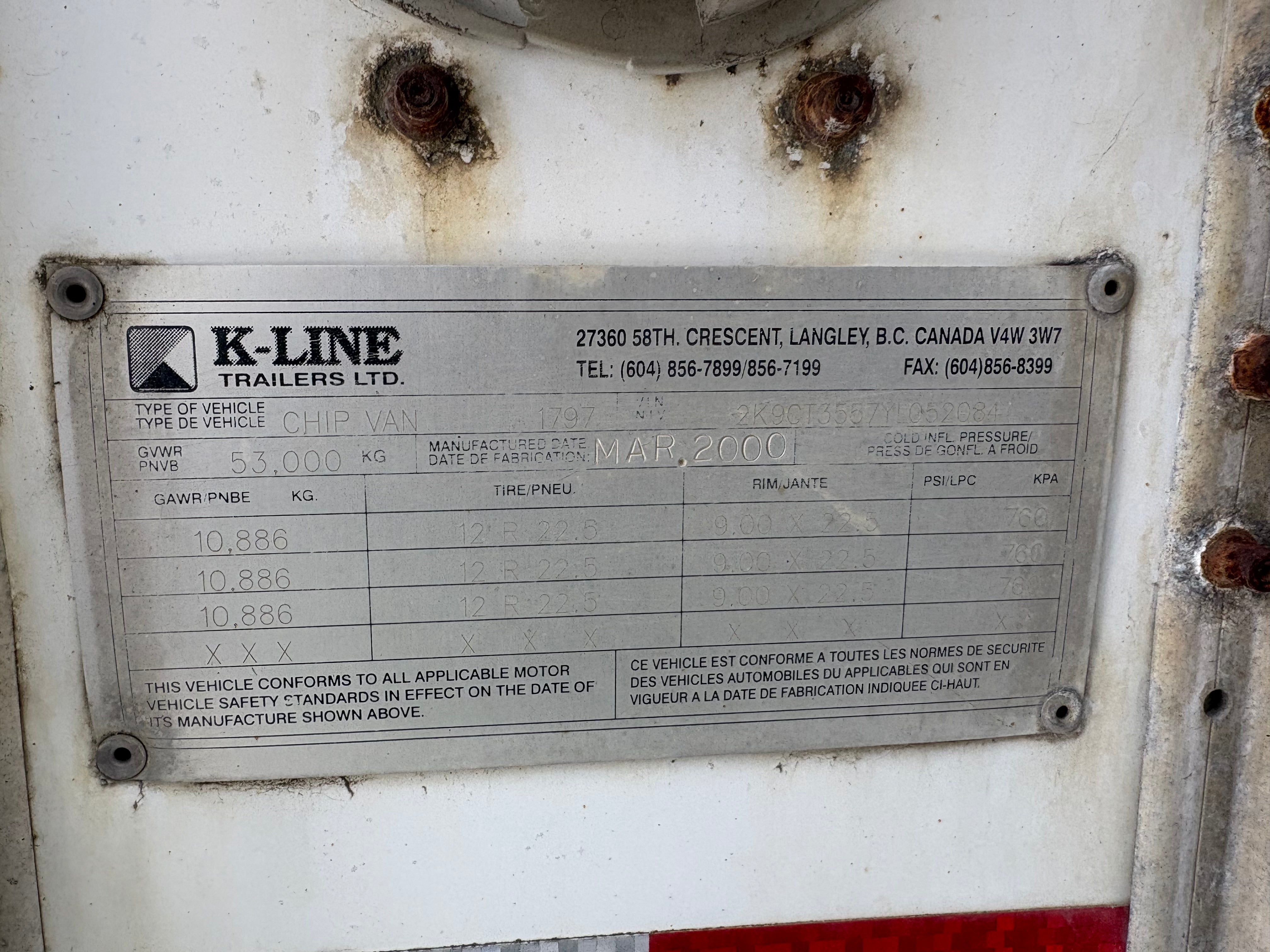 K-Line Chip Trailer T-004 Walking Floor