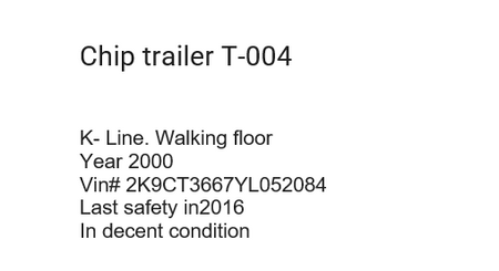 K-Line Chip Trailer T-004 Walking Floor