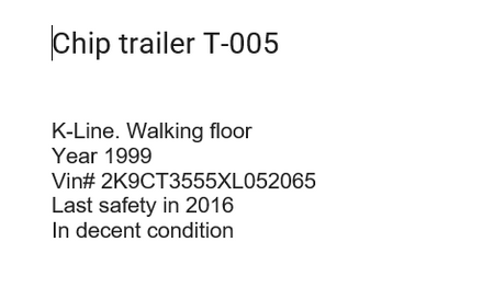 K-Line Chip Trailer T-005