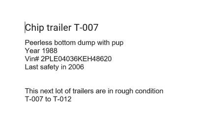Peerless Bottom Dump Chip Trailer T-007
