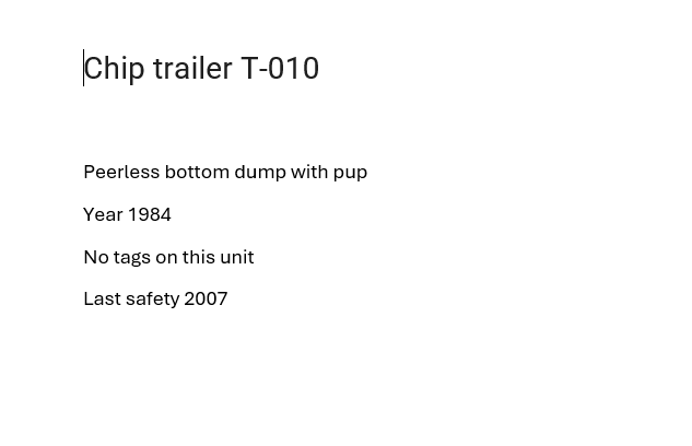 Peerless Bottom Dump Chip Trailer T-010