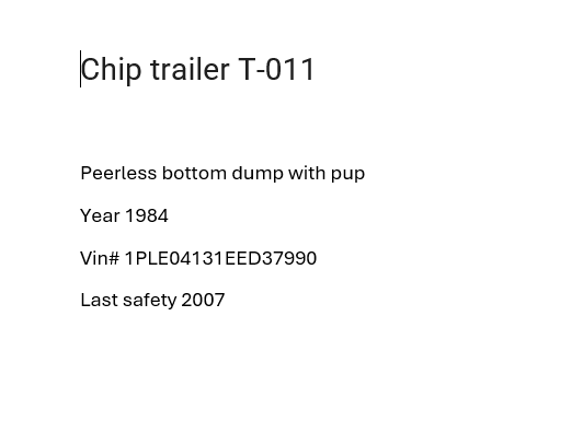 Peerless Bottom Dump Chip Trailer T-011