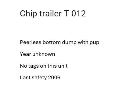 Peerless Bottom Dump Chip Trailer with Pup