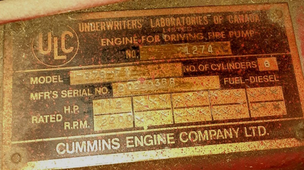 Cummins Deisel with Aurora Fire Pump Engine