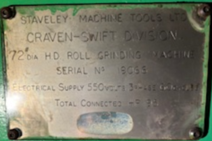 Staveley Industrial Roll Grinding Machine