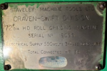 Staveley Industrial Roll Grinding Machine