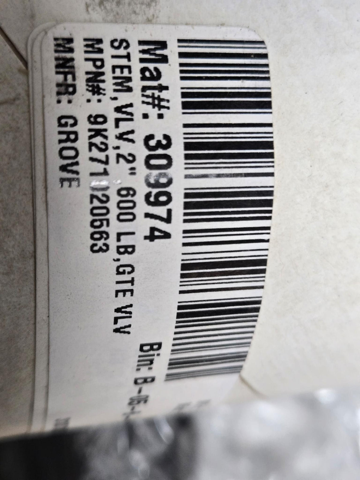 Grove 2" G3 Valve Stem Part - 9K271020563 - 600 Lb