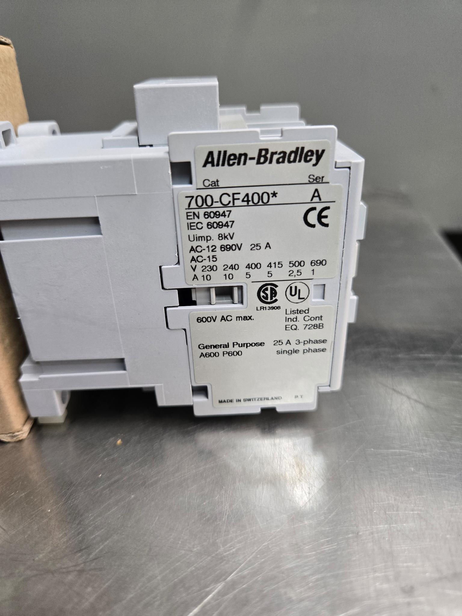 Allen-Bradley 700-CF400D Control Relay, 4 NO, 25 A, 110/120 V Coil - A - 110 V 50 Hz / 120 V 60 Hz - 600 V AC - AC-12 Rating: 690 V, 25 A