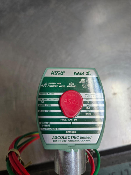 ASCO Red-Hat II 8215G20 1/2 in Fuel Gas Solenoid Valve, 120/60 Hz - 50 PSI - 10.1 W - 120 V 60 Hz / 110 V 50 Hz - Approvals: UL listed; FM approved