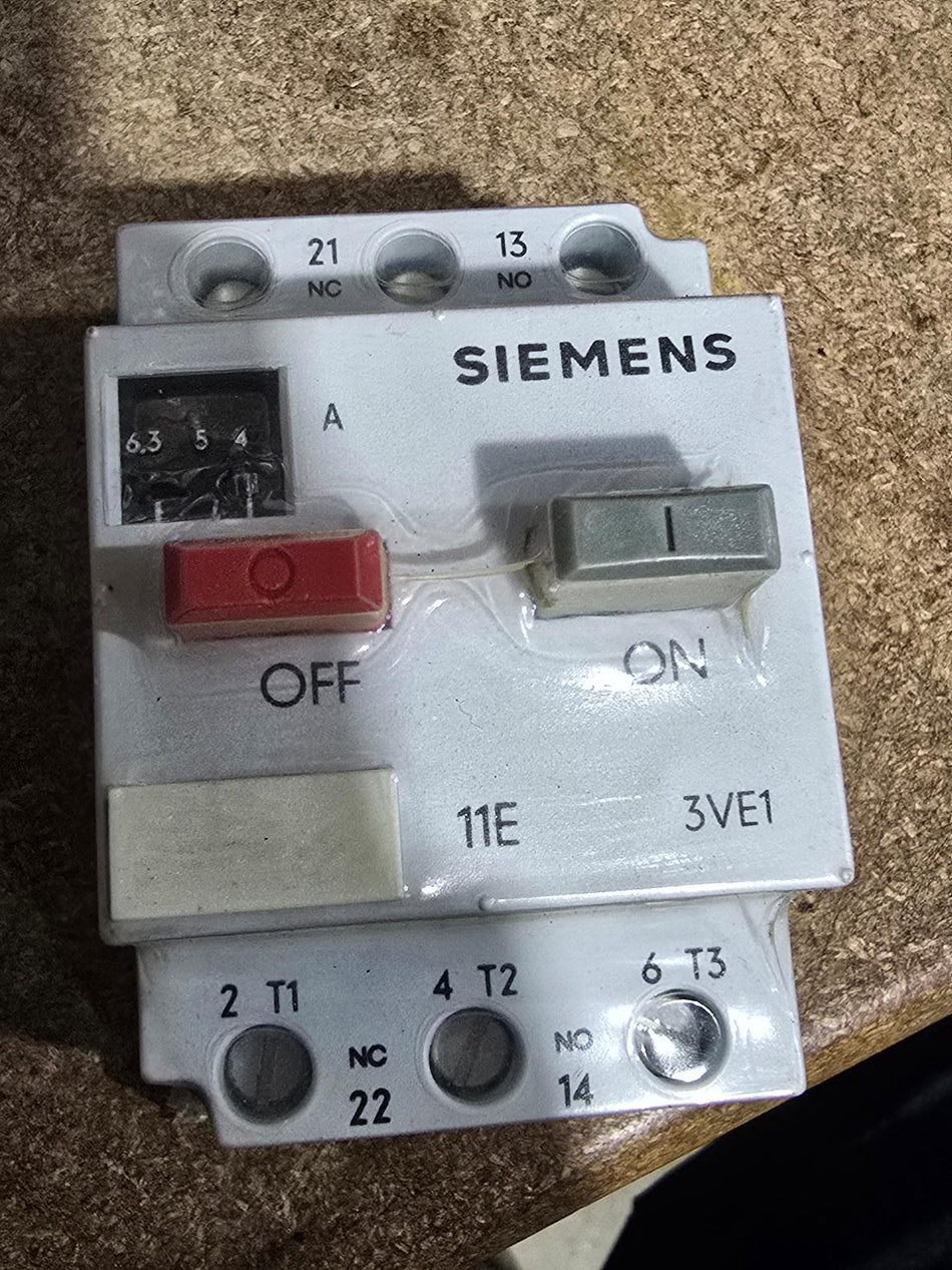 Siemens 3VE1010-2K Motor Starter Protector Circuit Breaker, 4-6.3A