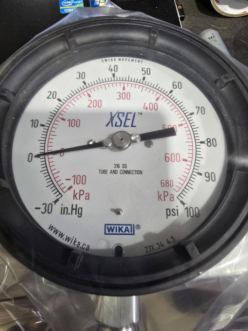 WIKA  232.34.4.5" -30INHG TO 100PSI 1/2 NPT