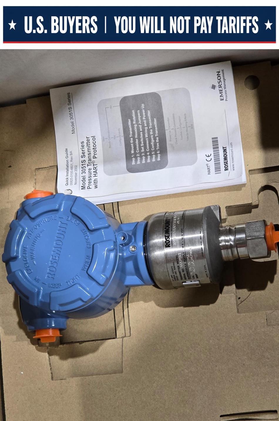Rosemount Hart Pressure Transmitter 3051S1TG1A2E11A2AD1K6, 0 TO 30 PSI, MWP:30PSI, Housing Model:300S2AAD1K6