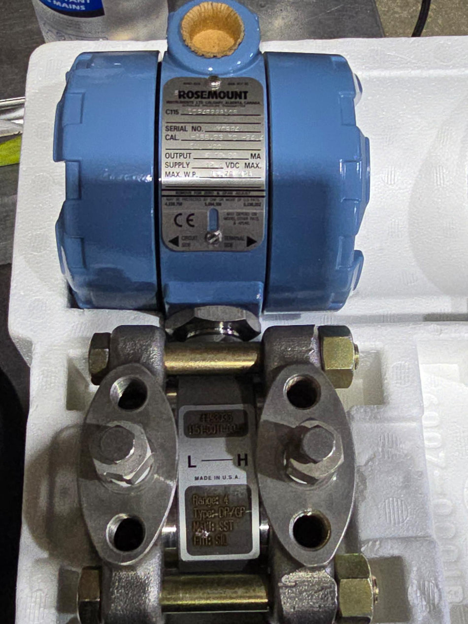 Rosemount EXIA Differential Pressure Transmitter - C1151DP4E22B1C6, -155.23 to -94.4 IN H20 - 4-20 MA Output