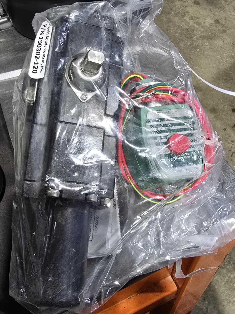 Gemini Valve B412 Pneumatic Actuator with ASCO REDHAT 8320G132, 3 WAY SOLENOID VALVE LIQUID SOLIDS 190302-120