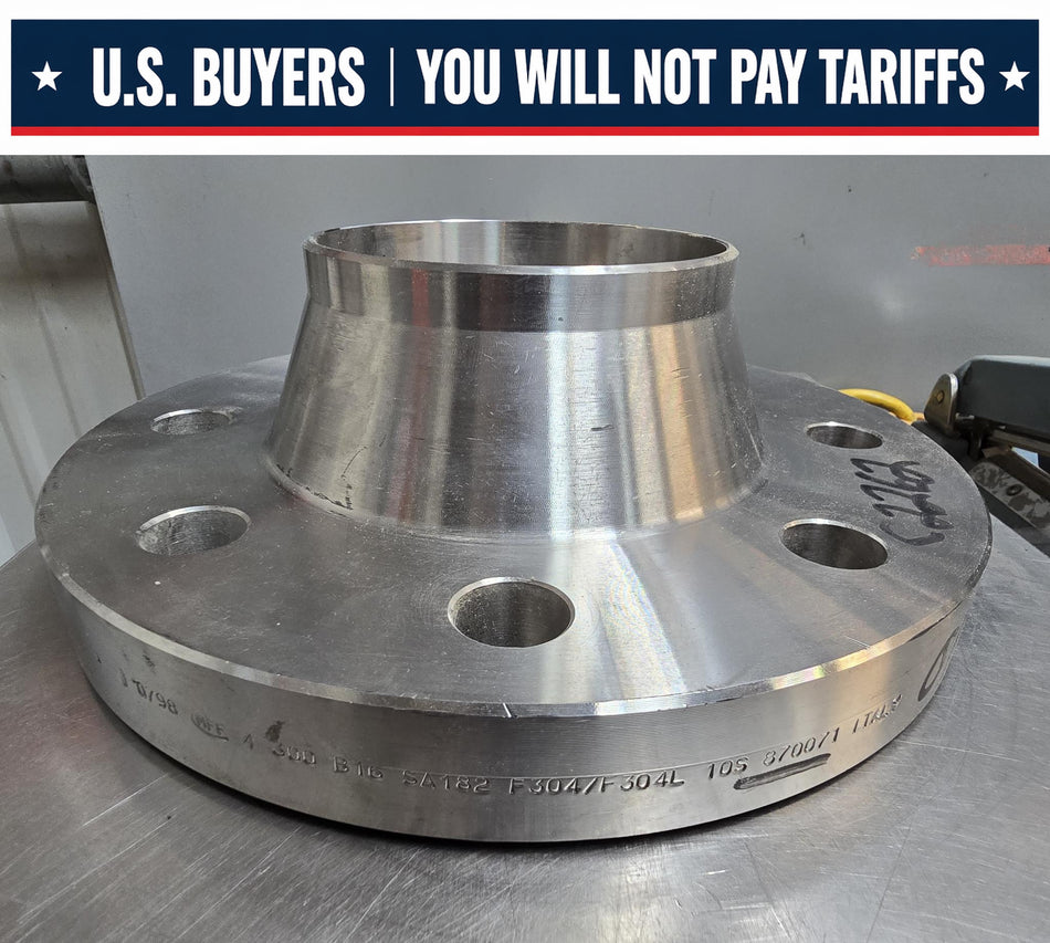 MFF Weld Neck Flange, 8 HOLE, 4 INCH,  Sch 10,  Class #300,  SS F304/F304L,  B16,  SA182,  870071  0798  ITALY