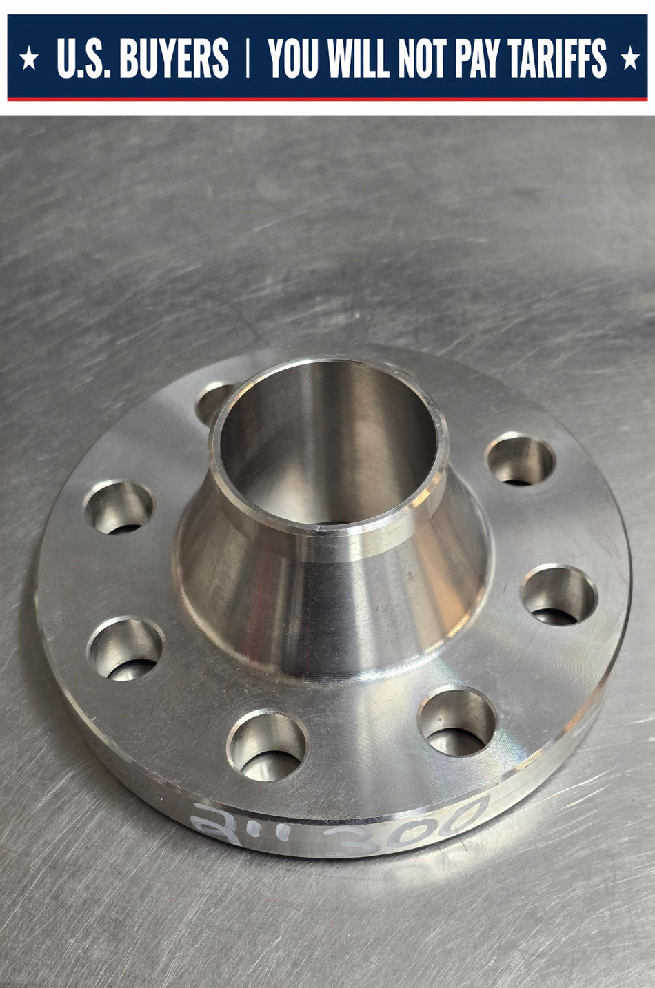 MFF Weld Neck Flange, 8 HOLE, 2 INCH, Sch 10, Class #300, SS F304/F304L, B16, SA182, 872637, 6399 ITALY