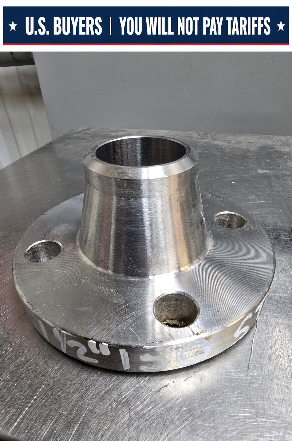 KOF Weld Neck Flange,  1-1/2 INCH,  4 HOLE  Sch 80,  Class #150,  SS F304/F304L,  B16  SA/A182,  C28