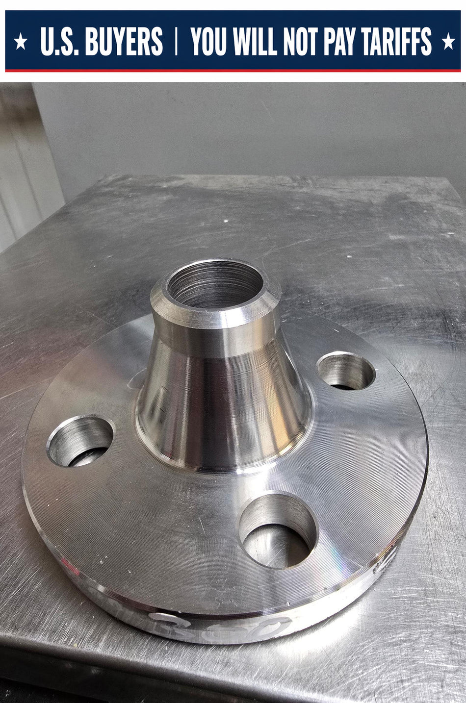MFF Weld Neck Flange,  4 HOLE  1 INCH,  Sch 80,  Class #300,  SS F304/F304L,  B16,  SA182,  387400  1096  ITALY
