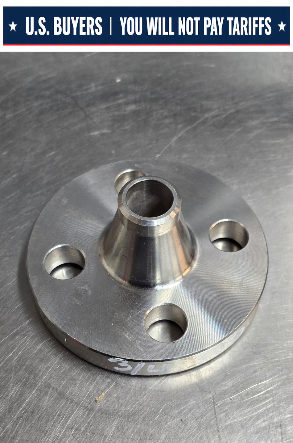 KOF Weld Neck Flange,  3/4 INCH,  4 HOLE  Sch 40,  Class #300,  SS F304/F304L,  B16  SA/A182,  C07