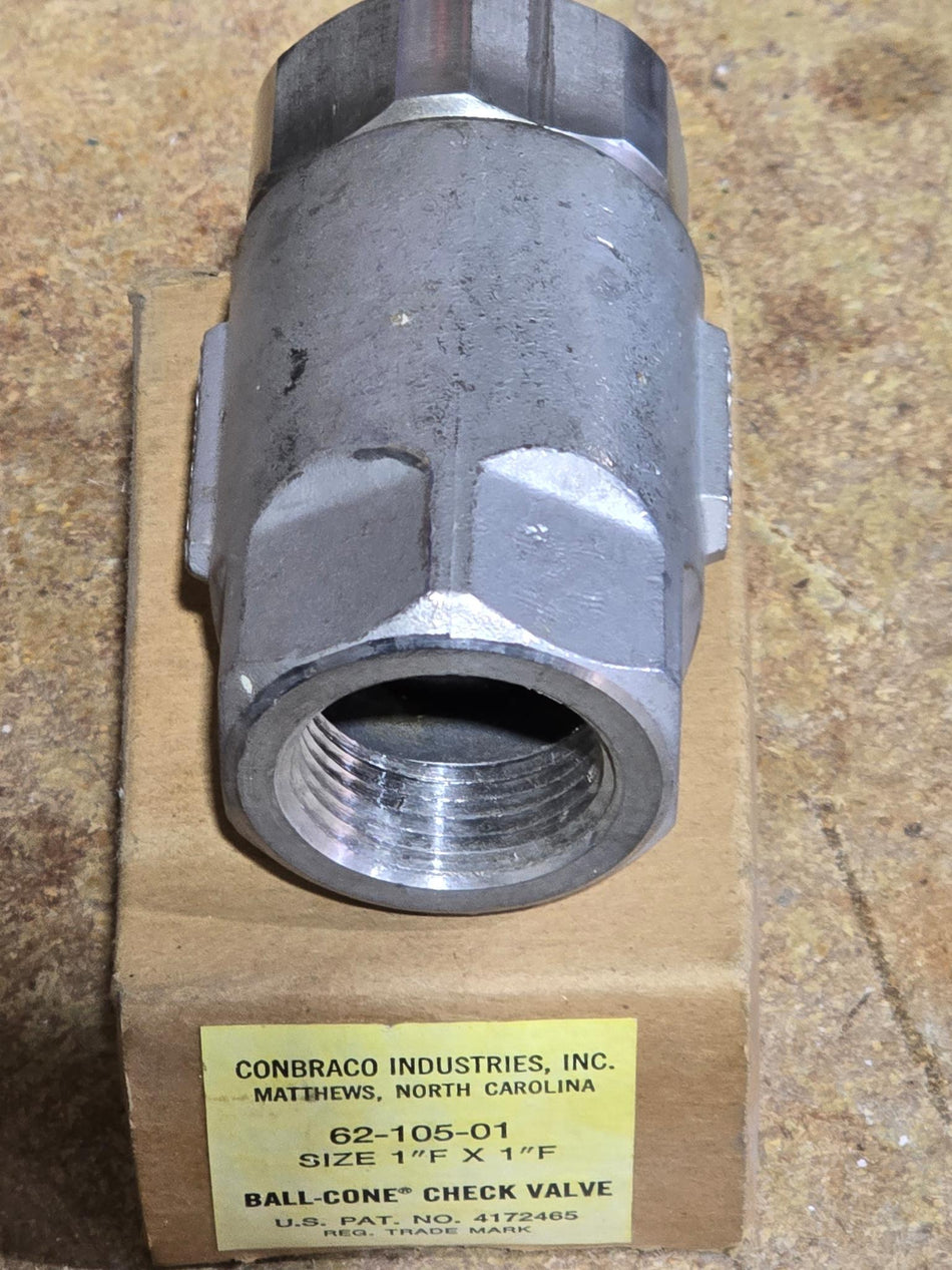 Conbraco 62-105-01 Ball Cone Check Valve 1" F X 1" F Stainless Steel