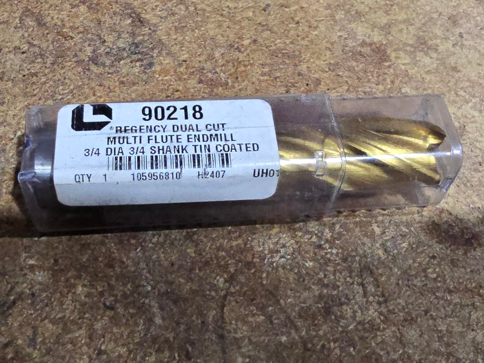 Lawson 90218 Regency dual cut endmill 3/4" DIA, 4 Flute 3/4" Shank Tin Coated