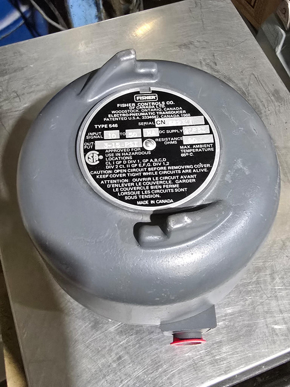 Fisher 546 Electro-pneumatic Transducer Output: 3-15psi, Input Signal: 10-50MA DC, Supply:20psi (USED)