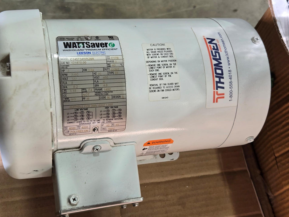 Leeson Washguard - 3HP (2.24 kW) - 230/460V- 3PH - 3490 RPM - FR 145C- TEFC - 121870.00