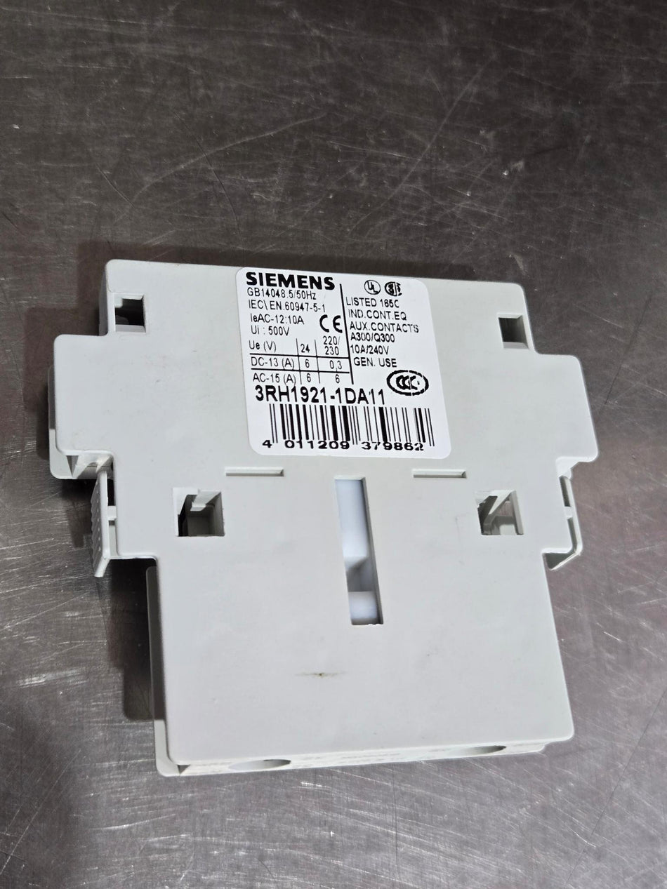 Siemens 3RH1921-1DA11 Auxiliary Motor Contactor - 15A