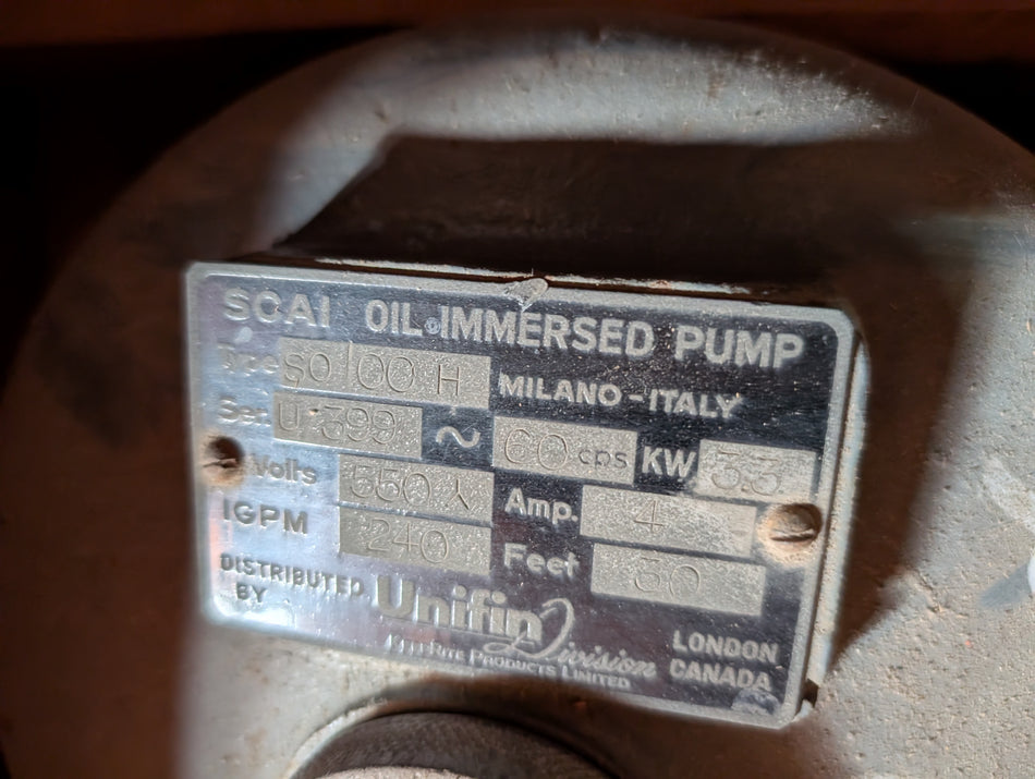 SCAI Oil Immersed Pump - SO00H - 3.3 kW - 550V - IGPM 240 - 30 ft of head