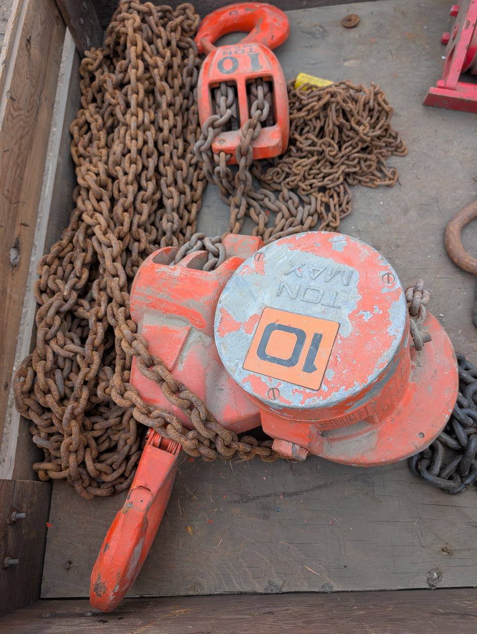 CM Cyclone Hand Chain Hoist, 10 Ton, 20 Ft. Lift