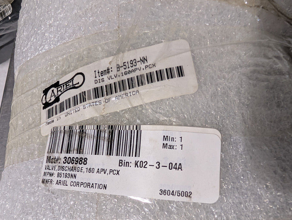 Ariel - Valve, Discharge, 160 APV, PCX - B5193-NN - New